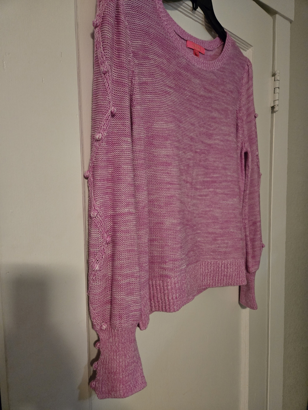 Lilly Pulitzer Pink Lavender Crewneck Sweater with Sleeve Button Detail - Picture 4 of 4